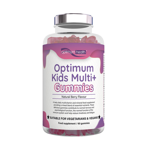 Optimum Kids Multi+ Gummies bottle – vegan berry flavour children’s multivitamin